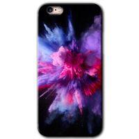MRCİLETİSİM iPhone 6 Kılıf HD Desen Baskılı Arka Kapak + Temperli Cam - Color Splash Purple
