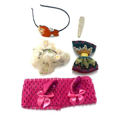 Renkli Desenli Taç Toka Bandana Set