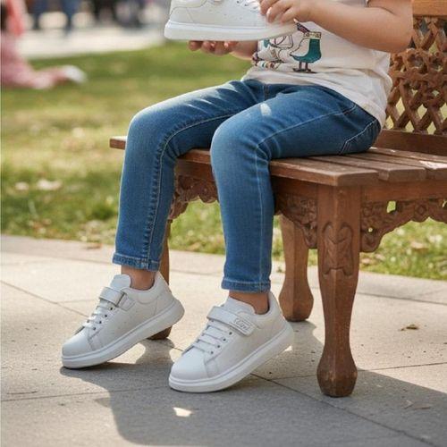 Bestof 150pf Beyaz Renk Cırtlı Hafif Fuspetli Çocuk Spor Ayakkabı