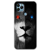 MRCİLETİSİM General Mobile GM 21 Kılıf HD Desen Baskılı Arka Kapak + Temperli Cam - Fire and Ice Lion