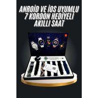 7 Kordonlu Akıllı Saat Siyah Kasa Dokunmatik Ekran Uyku Ve Sağlık Takibi