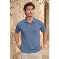 Evenor Kabartma Desenli Polo Yaka Düğmeli Relaxed FitYumuşak İnce Erkek T-Shirt - Mavi