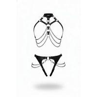 Siyah Harness Takım Zincir Detaylı Halkalı Vücut Aksesuarı - Brf1387