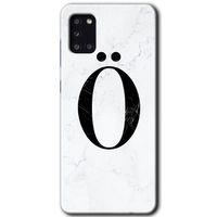 MRCİLETİSİM Samsung Galaxy A31 Kılıf Baskılı Kapak - Beyaz Mermer Desenli Ö Harfi +Tam Ekran Koruyucu