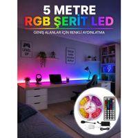 Rgb Şerit Led 5 Metre 5050 Smd Kumandalı Çok Renkli Ev Oda Tv Arkası Dekoratif Aydınlatma