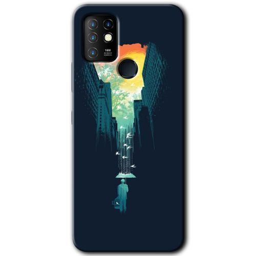 İnfinix Hot 10 Kılıf HD Desen Baskılı Arka Kapak - City Bird Sky