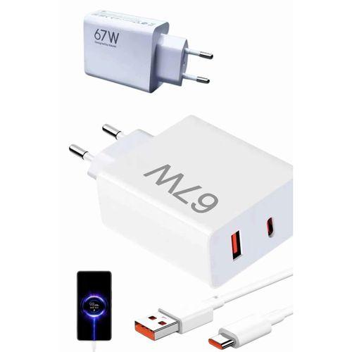 Hızlı Şarj Aleti Adaptörü Kablo Seti 67w Uzun Ömürlü Beyaz