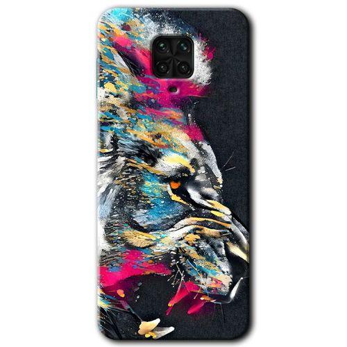 Xiaomi Redmi Note 9 Pro Kılıf HD Desen Baskılı Arka Kapak + Temperli Cam - Colorfull Aslan