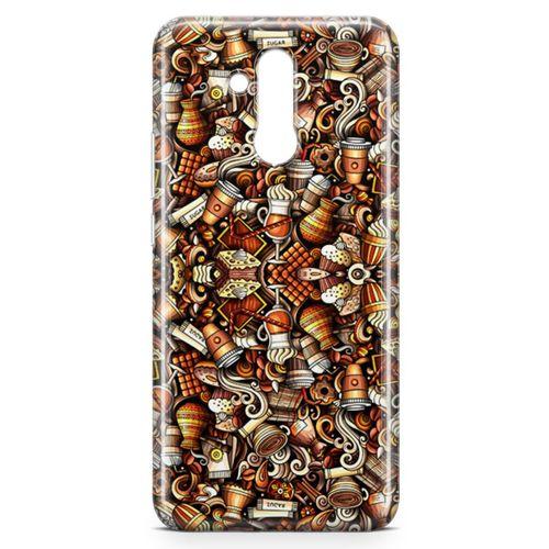 Huawei Mate 20 Lite Kılıf Karamel Doodle Arka Kapak Koruma Desenli Full Koruyucu