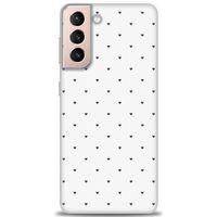 Samsung Galaxy S21 FE Kılıf HD Baskılı Kılıf - Minik Siyah Kalp + Tam Ekran Koruyucu
