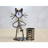 Metal Kedi Müzisyen Saat Ve Kalemlik