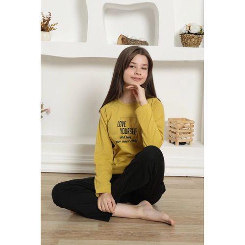 Kız Çocuk Penye Pijama Takım Sarı