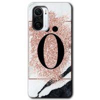 Potkal Hediye Fabrikası Xiaomi Redmi K40 Kılıf HD Desen Baskılı Arka Kapak - Pembe Mermer Desenli Ö Harfi