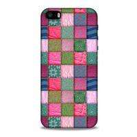 Apple iPhone SE Kılıf Patchwork (35) Fit Design Kılıf Toz Pembe Lacivert