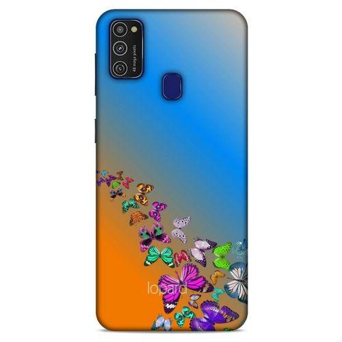 Samsung Galaxy M21 Kılıf Kelebek Etkisi (50) Shockproof Kılıf Bordo Pembe