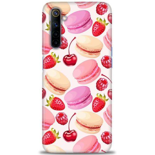 Realme 6 Kılıf HD Baskılı Kılıf - Makaron ve Çilekler + Tam Ekran Koruyucu