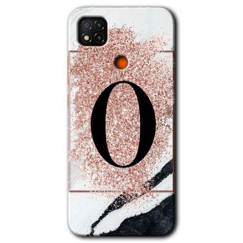 Redmi 9c Kılıf HD Desen Baskılı Arka Kapak - Pembe Mermer Desenli O Harfi