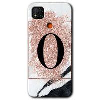 Redmi 9c Kılıf HD Desen Baskılı Arka Kapak - Pembe Mermer Desenli O Harfi