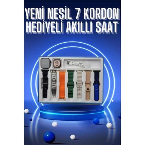 Akıllı Saat 7 Kordon Hediyeli Takvim Alarm Nabız Ölçer Bildirim Görme Sesli Görüşme