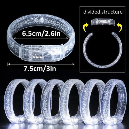 Beyaz-gümüş Led Işıklı Baskı Yapılabilen Pilli Bileklik Bilezik 1,5 Cm Genişlik - Lisinya