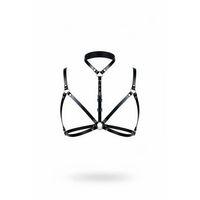 Siyah Göğüs Harness Deri Yüksek Yaka Halka Detaylı - Brf197