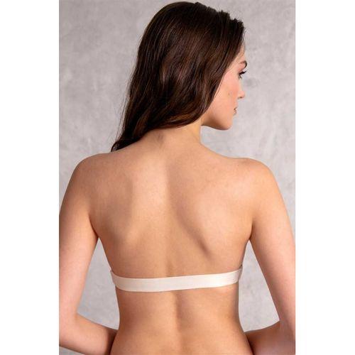 Kadın Balenli Destekli Dolgulu Askısız Straplez Sırtı Şeffaf Sırt Dekoltesi Sütyeni