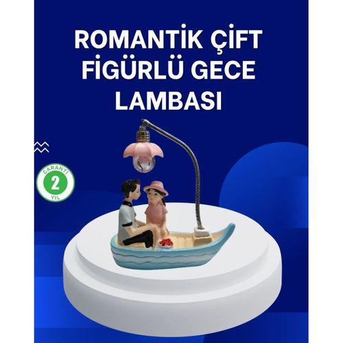 Romantik Sandal Üzerinde Çift Figürü Led Gece Lambası Masa Dekoru