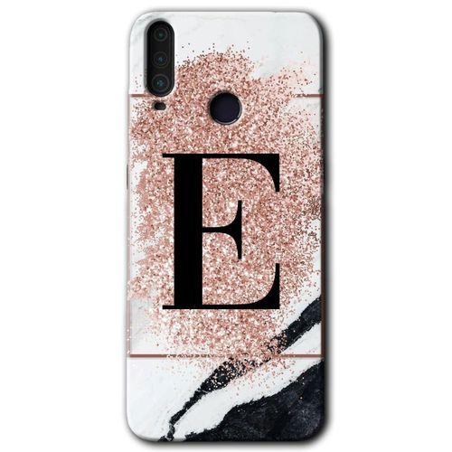 General Mobile GM 10 Kılıf HD Desen Baskılı Arka Kapak - Pembe Mermer Desenli E Harfi