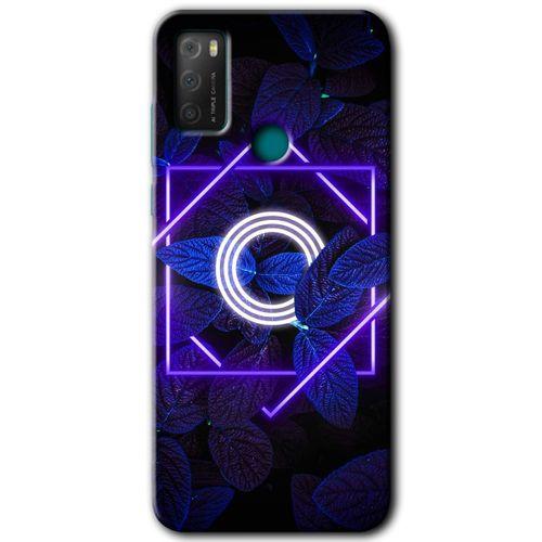 TCL 20E Kılıf HD Desen Baskılı Arka Kapak - Dark Neon Yaprak O Harfi