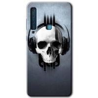 Galaxy A9 2018 Kılıf HD Desen Baskılı Arka Kapak - Müzik Kurukafa + Kırılmaz Cam