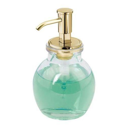Yuvarlak Cam Sıvı Sabunluk Sarı Pirinc Pompalı 10X10X16Cm 424Ml