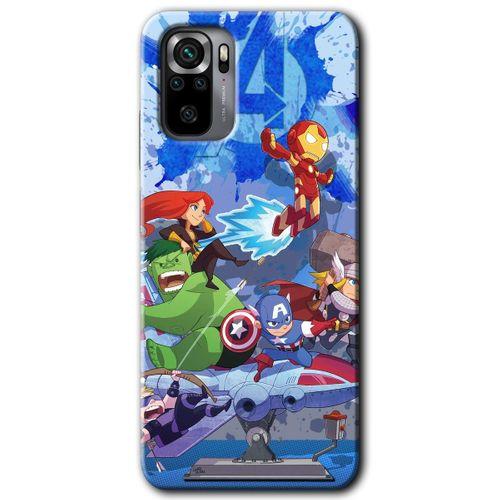 BeRa Aksesuar Xiaomi Redmi Note 10 Kılıf Baskılı Kapak - Avengers Cartoon +Tam Kaplayan Mat Seramik
