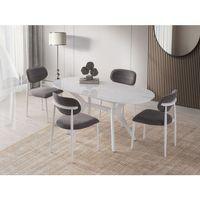 Star Polo Beyaz Mermer Mutfak Masa Sandalye Takımı 82x138