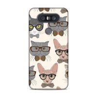 LG Q60 Kılıf Hipster Kediler Arka Kapak Silikon Koruma Full Koruyucu