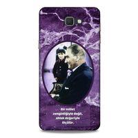 Samsung Galaxy J7 Prime Kılıf Atatürk (10) Full Koruma Kılıfı Mor