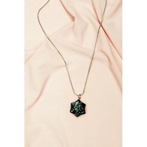 Obsidyen Doğal Taşı Zincirli El Yapımı Kolye Uç: 2 cm Zincir: 20 cm Kutulu