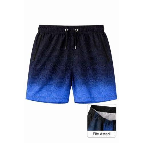 Erkek Deniz Şortu Fermuarlı Cepli File Astarlı Hızlı Kuruyan Premium - Çok Renkli