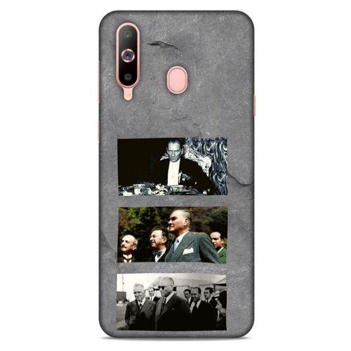 Samsung Galaxy A60 Kılıf Atatürk (12) Koruyucu Silikon Gri