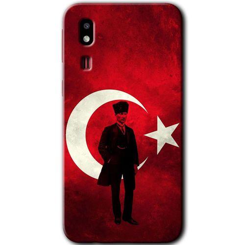 Galaxy A2 Core Kılıf HD Desen Baskılı Arka Kapak - Atatürk Bayrak + Kırılmaz Cam
