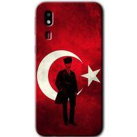 Galaxy A2 Core Kılıf HD Desen Baskılı Arka Kapak - Atatürk Bayrak + Kırılmaz Cam