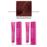 2 li Set Premium 6.66 Koyu Kızıl Kumral - Kalıcı Krem Saç Boyası 2 X 50 g Tüp