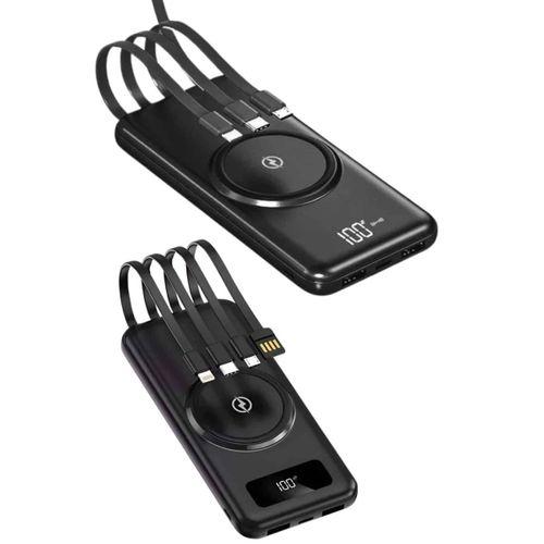 Kablosuz Çoklu Şarj Girişli 10.000 Mah Kablolu Powerbank Taşınabilir