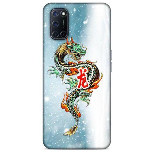 Oppo A92 Kılıf Dragons (29) Arka Koruma Kılıfı Tatoo Mavi Ejderha