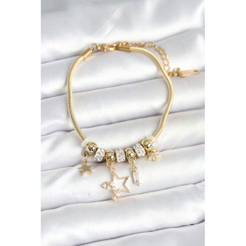 Pirinç Gold Renk Yıldız Charmlı Kadın Bileklik