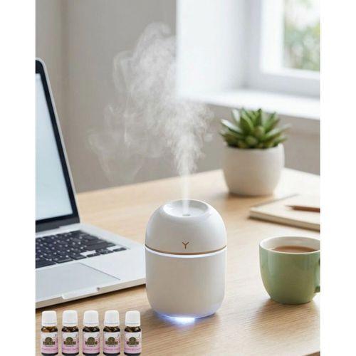 Mini Hava Nemlendirici Usb Bağlantılı Led Işıklı 5 Esans Hediyeli Aromaterapi Difüzörü