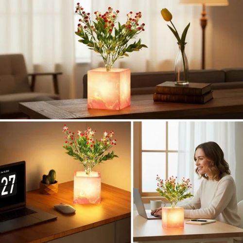 Pembe Saksılı Led Yapay Çiçek