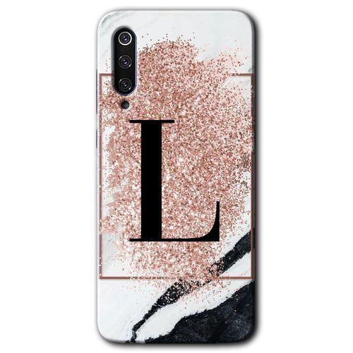 Xiaomi Mi 9 SE Kılıf HD Desen Baskılı Arka Kapak - Pembe Mermer Desenli L Harfi