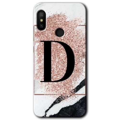 Xiaomi Mi A2 Lite Kılıf HD Desen Baskılı Arka Kapak - Pembe Mermer Desenli D Harfi