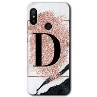 Xiaomi Mi A2 Lite Kılıf HD Desen Baskılı Arka Kapak - Pembe Mermer Desenli D Harfi