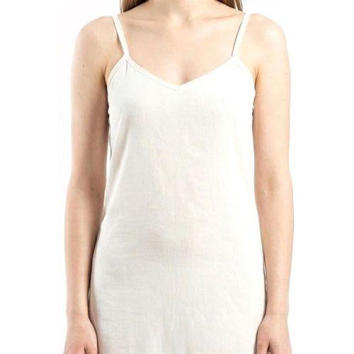 Pamuk Şile Bezi Ayarlanabilir İp Askılı Uzun Kombinezon V Yaka Uzun Elbise İç Astarı Jüpon Krem Krm